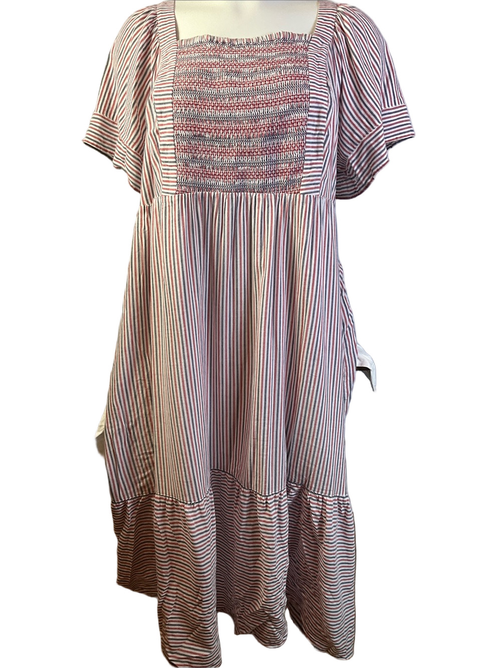 Old Navy Short Sleeve Lined Striped Maxi Dress With Pockets Size 3X NWOT - Picture 1 of 6